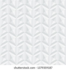 Abstract geometric seamless background with 3d volume illusion. Repeatable motif for web and print surface design. Pale gray geometry shapes pattern.