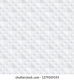 Abstract geometric seamless background with 3d volume illusion. Repeatable motif for web and print surface design. Pale gray geometry shapes pattern.