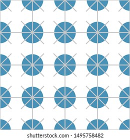 Abstract geometric seamless background. Blue circles on white background. Flat graphics, minimalism. For background, texture, textile. The theme of sports, games, winter. Vector