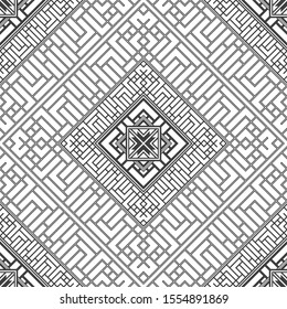 Abstract geometric seamless background consisting of lines and squares patterns. Decorative backdrop.