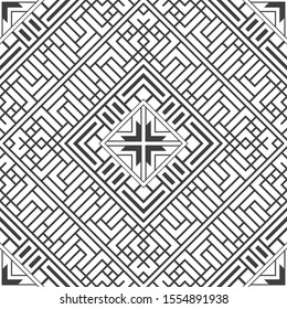 Abstract geometric seamless background consisting of lines and squares patterns. Decorative backdrop.