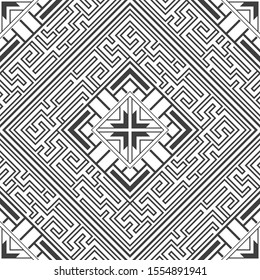 Abstract geometric seamless background consisting of lines and squares patterns. Decorative backdrop.