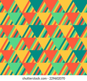 Abstract geometric seamless background - crazy colorful lines and triangles. Vector illustration.