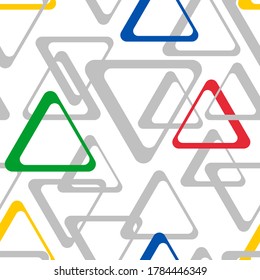 abstrakter, geometrischer, nahtloser Hintergrund mit grauen und bunten Dreiecken