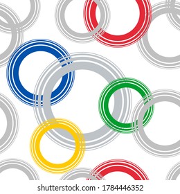 abstract geometric seamless background with gray and colorful rings