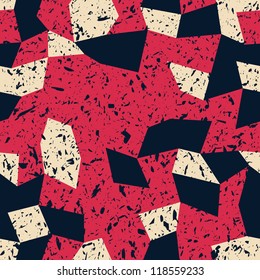 Abstract geometric seamless background with grunge texture, vector illustration
