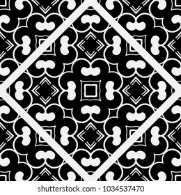 Abstract geometric seamless black and white pattern. Template for design. Vector illustration