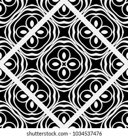 Abstract geometric seamless black and white pattern. Template for design. Vector illustration