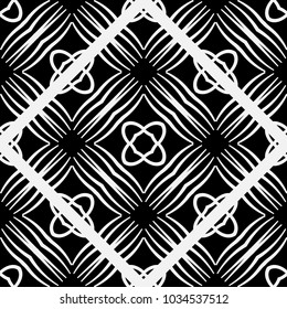 Abstract geometric seamless black and white pattern. Template for design. Vector illustration