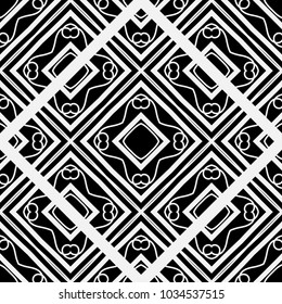 Abstract geometric seamless black and white pattern. Template for design. Vector illustration