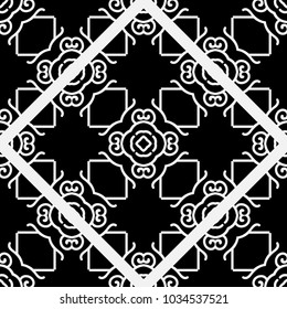 Abstract geometric seamless black and white pattern. Template for design. Vector illustration