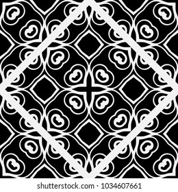 Abstract geometric seamless black and white pattern. Template for design. Vector illustration