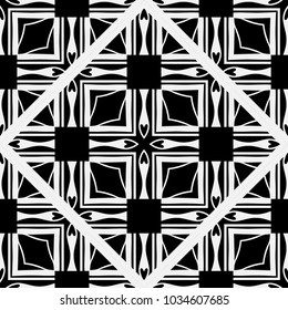Abstract geometric seamless black and white pattern. Template for design. Vector illustration