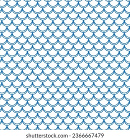 abstract geometric seamless blue fish scale pattern.