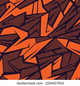 Resumen del patrón de camo sin costuras geométricas. Moderno camuflaje deportivo ornamento urbano de moda para tela y estampado de moda. Fondo vectorial.
