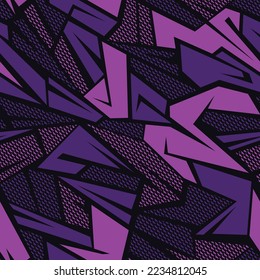 Abstraktes geometrisches nahtloses Camo-Muster. Moderne Sportverzierungen im urbanen Stil für Stoff- und Modedruck. Vektorhintergrund.