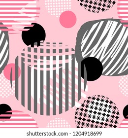 Abstract geometric seamless circles pattern,sportswear print, youth  bright dynamic geometric motif, graffiti style of modern knitwear, swimwear, leggings