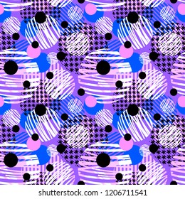 Abstract geometric seamless circles pattern,sportswear print, youth  bright dynamic geometric motif, graffiti style of modern knitwear, swimwear, leggings