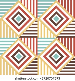 abstrato padrão colorido contínuo geométrico. ilustração vetorial. Abstrato padrão geométrico sem costura sobre fundo textura em turquesa e bege. Padrão infinito com quadrados pode ser usado para telha cerâmica, papel de parede, linóleo, têxtil, página da web