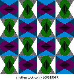 Abstract geometric seamless colorful pattern on white isolated background in vector. Elegant design for any use