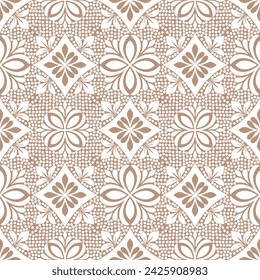 Abstract geometric seamless floral pattern. ornament for wrapping, wallpaper, tiles. Gold and white graphic vector background.