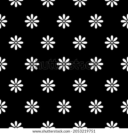 abstract geometric seamless floral pattern vector blak and white