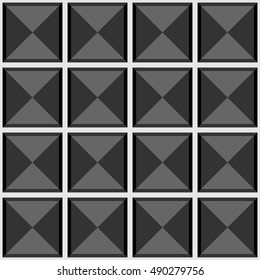 Abstract geometric seamless gray vector pattern with squares. 