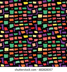 Abstract geometric seamless hand drawn pattern. Modern grunge texture. Colorful background.