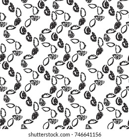 Abstract geometric seamless hand drawn pattern. Modern grunge texture with botanical motif. Wax crayon drawn background.