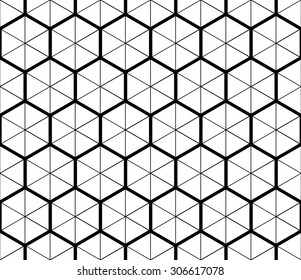 Abstract geometric seamless mosaic pattern of hexagons and triangles