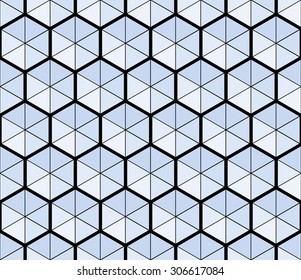 Abstract geometric seamless mosaic pattern of hexagons and triangles