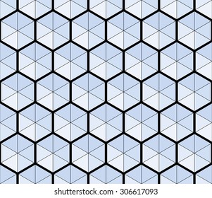 Abstract geometric seamless mosaic pattern of hexagons and triangles