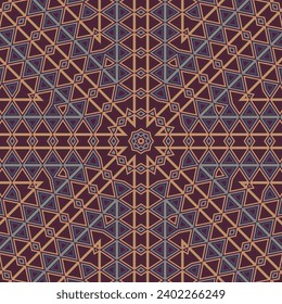 Abstract geometric seamless ornament graphic composition. Cute scarf print. Tribal geometrical pattern. Moroccan folk motif. Arabesque style illustration.
