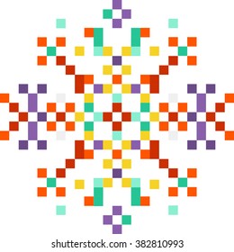 Abstract geometric seamless ornament. Square pixel background. Pixel art. Vector illustration.
