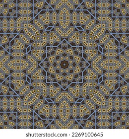 Abstract geometric seamless ornament vector design. Flat linen print. Mix mosaic texture. Turkish folk motif. Tiled shapes geometry.