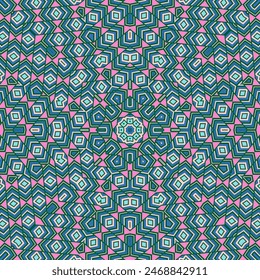 Abstract geometric seamless ornament vector composition. Trendy textile motif. Colorful geometrical texture. Lisbon folk print. Ornate floor tile sample.