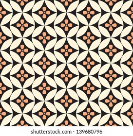 Abstract geometric seamless ornamental pattern. White and black background.