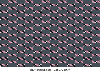 Abstract geometric seamless pattern with 3D helix design in pink n black on blue gray background.Vector illustration.For masculine shirt lady dress textile cover wallpaper all over print 