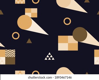 Abstract geometric seamless pattern in 80s style. Bauhaus style elements. Background for promotional products, wrapping paper and printing. Vector illustration