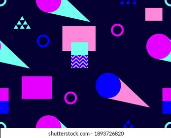 Abstract geometric seamless pattern in 80s style. Bauhaus style elements. Background for promotional products, wrapping paper and printing. Vector illustration