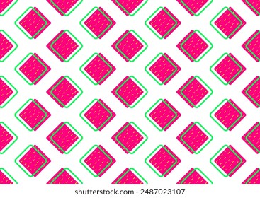 Abstract geometric seamless pattern 80s-90s aesthetic. Contemporary memphis inspired design background. Bold neon colors, layered geometry diamond shapes