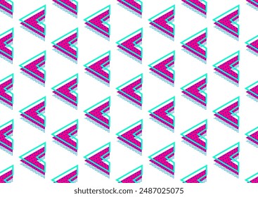 Abstract geometric seamless pattern 80s-90s aesthetic. Contemporary memphis inspired design background. Electric neon colors