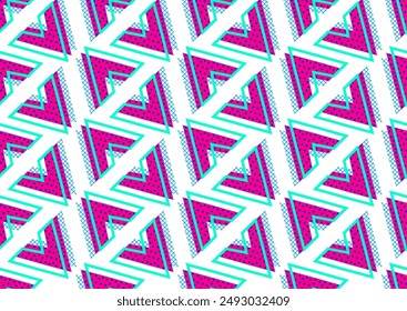Abstractas patrón geométrico sin fisuras 80s-90s estética. Fondo de diseño contemporáneo inspirado en Memphis. Colores de neón eléctrico