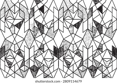 Abstract Geometric Seamless Pattern with Angular Shapes and Grunge Texture
