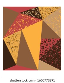 Abstract geometric seamless pattern with animal print and triangle.