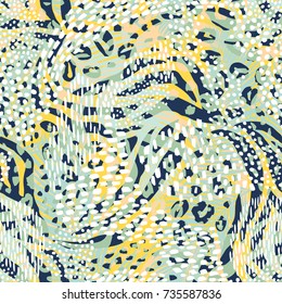 Abstract geometric seamless pattern with animal print. Trendy hand drawn textures.