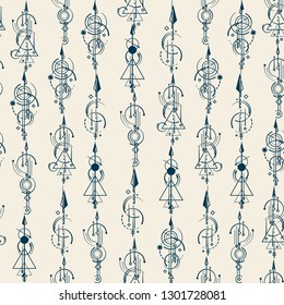 Abstract geometric seamless pattern. arrows are randomly scattered on the background.