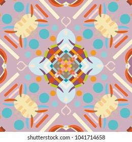 Abstract geometric seamless pattern, artistic composition. Colorful design for wallpaper, flyer, brochure cover. Colored geometric shapes, figures. Modern art background