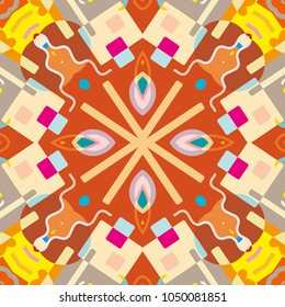 Abstract geometric seamless pattern, artistic composition. Colorful design for wallpaper, flyer, brochure cover. Colored geometric shapes, figures. Modern art background