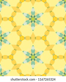 Abstract geometric seamless pattern, artistic composition. Colorful design for wallpaper, flyer, brochure cover. Trendy bright colors geometric shapes, figures. Modern art background